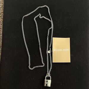 Michael Kors Silver Padlock Necklace